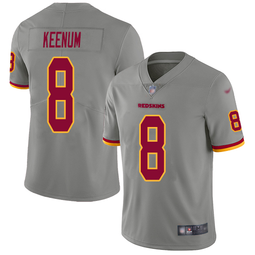 Washington Redskins Limited Gray Youth Case Keenum Jersey NFL Football #8 Inverted Legend->youth nfl jersey->Youth Jersey